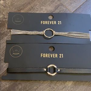 Two Forever 21 Silver Choker Necklaces